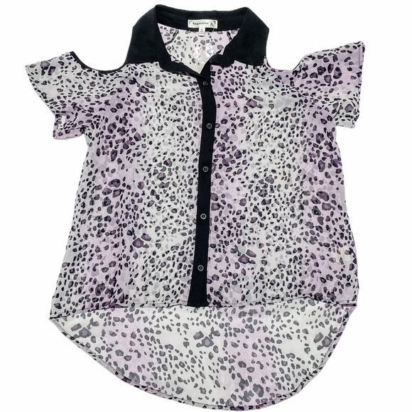 SUGARMINT Cold Shoulder Button Down Blouse Large - Picture 5 of 11